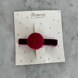 Bonpoint burgundy hair clip with Pom Pom